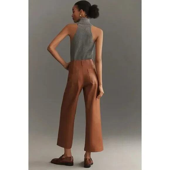 NWT Maeve The Colette Cropped Wide-Leg Faux Leather Pants Size 34 Copper #7D505 - Picture 3 of 9